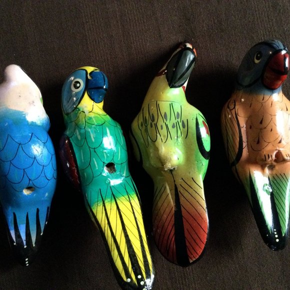 Lot of 4 ceramic hand painted birds figurines jungle decors home decor diy - Picture 16 of 16